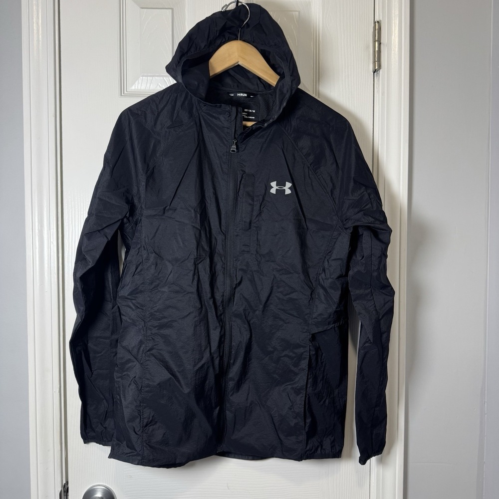 Under Armour Women's Medium Storm Run Jacket Black Coldgear Zip Lightweight‎